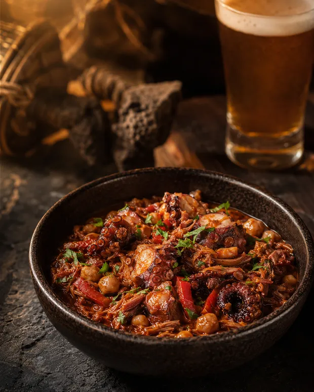 Ropa vieja de pulpo